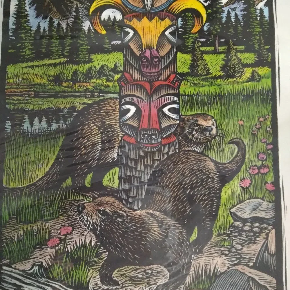 Vintage Zoofest 1994 Great Northwest Totem Pole Print Lithography Print Poster